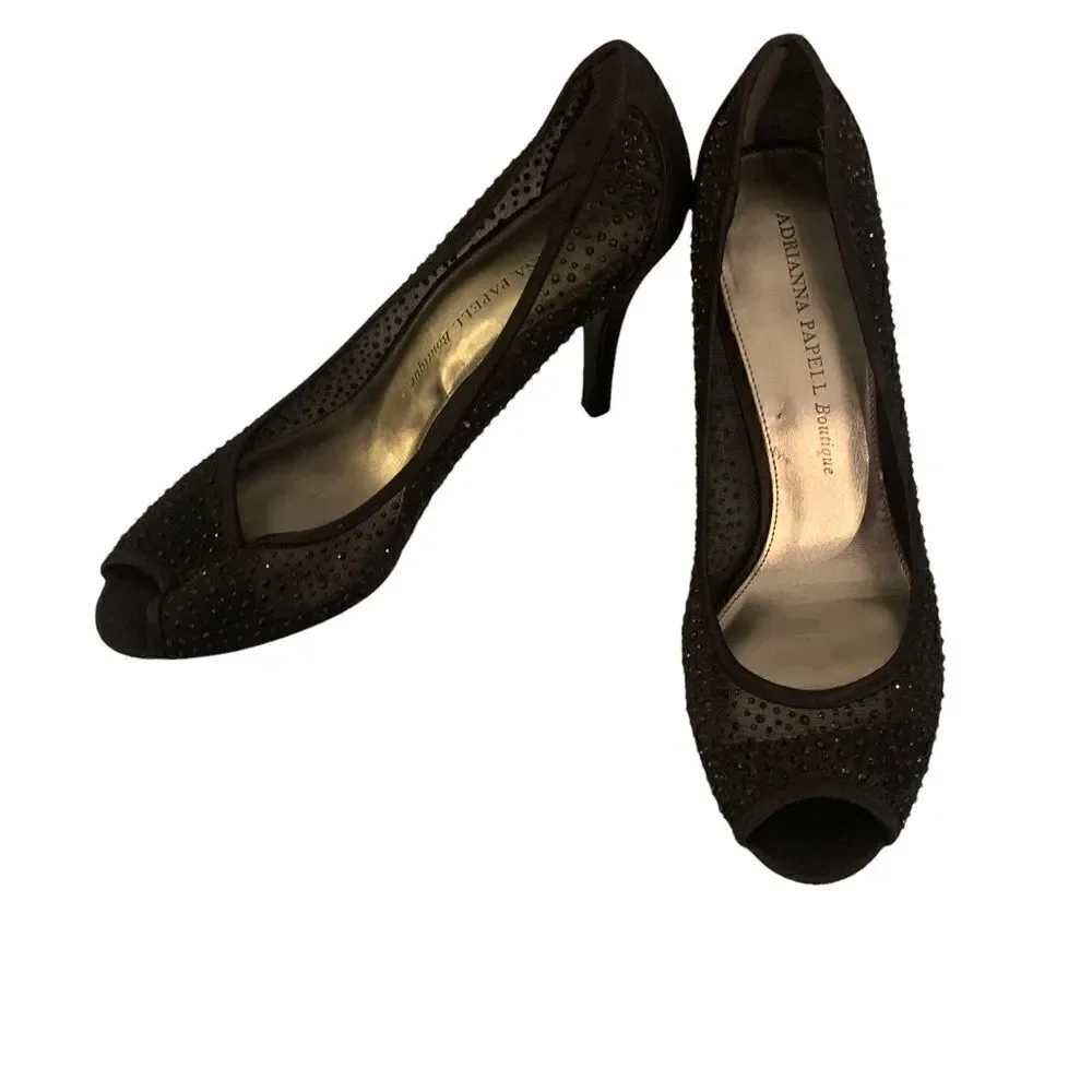 Adrianna‎ Papell Boutique Pumps Formal Wear Black Fiona Pumps, Size 8.5 EUC
